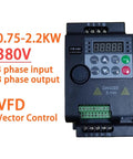 Solid 1.5KW to 2.2KW 380V VFD Inverter Handles 1 2 Or 3HP Loads Perfectly With Nifty Vector Control So Your Motor Runs Smooth As Butter Offering Precise RPM Tweaks And Easy Setup No Sweat Required For Your Business Operations Right Now., 380V 3-phase VFD drive with vector control and terminal display
