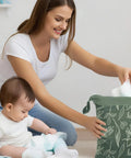 Mom using Dual Compartment Wet Dry Bag With Two Zippered Pockets Waterproof Reusable Travel Beach Pool Gear For Baby Diapers