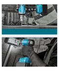Heavy Hitter Cordless Brushless Impact Wrench in action, tightening bolts during vehicle maintenance, showcasing ergonomic design.