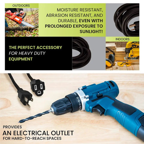 Contractor Grade 16 Slash 3 25 Foot Outdoor Extension Cord Black For Power Tools And Outdoor Equipment Moisture Resistant And Durable