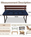 59 Inch Waterproof Indoor Outdoor Garden Bench Cushions Thick Pad For Patio Porch Rocking Chairs Wicker Loveseat Settee Navy Comfy