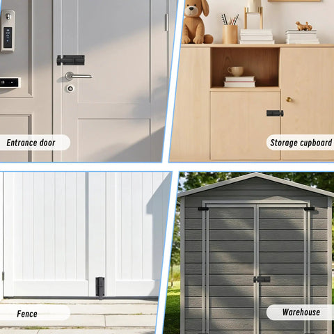 Premium Heavy Duty Stainless Steel Slide Lock Latch Featuring Dead Stop Barrel Bolt Design on entrance door, cupboard, fence, and warehouse.