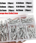 5 Box Aluminum Blind Rivet Assortment Kit Pop Rivets For Boat Duct Home Repair With Quick Tool Application And Strong Vibration Resistant Mechanical Hold, 3.2-4.0mm set
