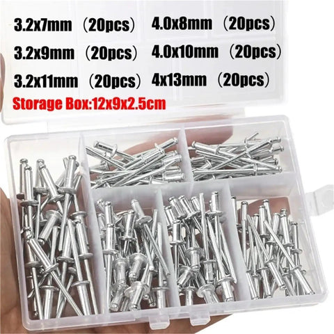 5 Box Aluminum Blind Rivet Assortment Kit Pop Rivets For Boat Duct Home Repair With Quick Tool Application And Strong Vibration Resistant Mechanical Hold, 3.2-4.0mm set