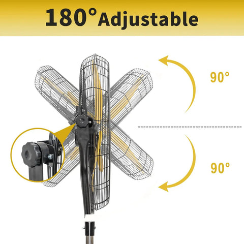 180 degree adjustable 30 Inch Tilting Pedestal Fan For Industrial Warehouses And Gyms 3 Speed High Velocity Stand Up Fan