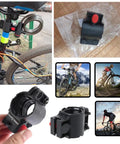 Collage of Two Pack Bike Lock Mounting Bracket Holder Frame Mount Replacement Storage Clamp Universal U Lock Clip displayed on and off a bike