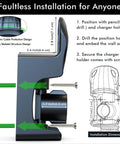 Installation steps for Swivel EV Charger Wall Mount For Tight Spaces Ditch The Cable Mess Keeps 25Ft J1772 Cord Off The Floor