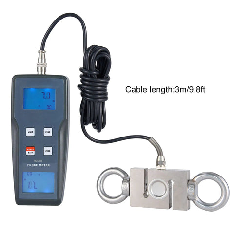 Digital Force Gauge Push Pull Dynamometer With External Load Cell Sensor Peak Hold And Track Modes 0.5 Percent Accuracy 4900 N Range Or 500 Kgf Or 1100 Lbf Unit Conversion Between N Kg And Lb Auto Power Off with 3m cable
