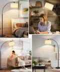 Arched 71 Inch Floor Lamp With Fully Dimmable 0 To 100 Percent Light And Foot Pedal Switch Adjustable Head in various room setups