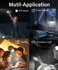 Various uses of Rechargeable Camping Lights Dual Pack Black Tent Lights Mini LED Lanterns for emergencies and outdoor activities.