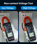True RMS Digital Clamp Meter For DIY And Pros testing low and high voltage in socket