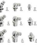 Metric Hydraulic Zerk Grease Fitting Assortment Kit 160 Piece with M6 M8 M10 straight 45° 90° angled zinc plated steel