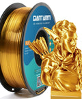 Silk Gold PLA Filament 1Kg Spool 1.75mm High Detail Dimensional Accuracy 0.03mm Smooth Glossy Silk Finish with printed figurine