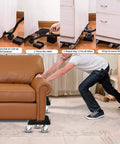 Move Your Heavy Furniture And Big Appliances Like Fridges And Washers With Ease Using This Beefy Dolly Set That Handles Up To 1300 Pounds Includes Lifting Tool Oversize Wheels And Non Slip Pads For No Sweat Moving showing a person using the dolly set to move a couch.
