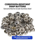 120 Pcs Stainless Steel Snap Fasteners Kit 15 mm Marine Grade For Boat Canvas, Clothes, Jeans, DIY Craft And Outdoor Gear
