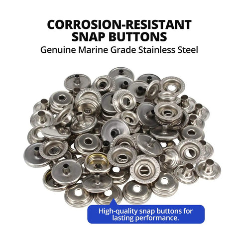 120 Pcs Stainless Steel Snap Fasteners Kit 15 mm Marine Grade For Boat Canvas, Clothes, Jeans, DIY Craft And Outdoor Gear