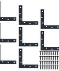 Flat L Brackets For Wood 120x120mm Stainless Steel Corner Braces Durable Matte Black Finish Pack Of 8 with screws shown