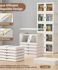 Heavy Duty Stackable Storage Bins With Lids And Wheels 4 Pack view showing collapsible design and wheels in white.