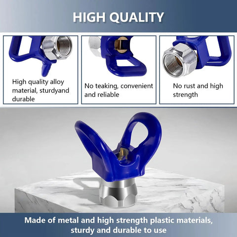 7/8 Inch RAC X Hand Tight Tip Guard With Blue Base G7/8 Thread on marble surface; metal and plastic materials