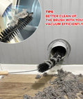 Three Piece Dryer Vent Cleaner Kit with 304 stainless steel bristles shown cleaning lint from a vent duct.