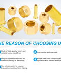 Front view of a 75-piece brass compression fitting set with 1/4 in OD nuts, sleeves, and ferrules.