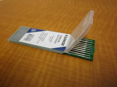 One Eighth Inch By Seven Inch Ground Finish Pure Tungsten Electrode 10 Pack For TIG Welding in open plastic case