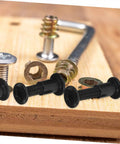 Heavy Duty Steel Screws And Nuts 170 Set Assortment Kit For Furniture Assembly showing assorted screws and nuts on wooden surface.