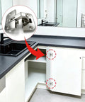 Heavy Duty Adjustable Pie Cut Corner Hinge For Lazy Susan Cabinets And Bifold Doors Compatible With Grass 975, installed in kitchen cabinet.