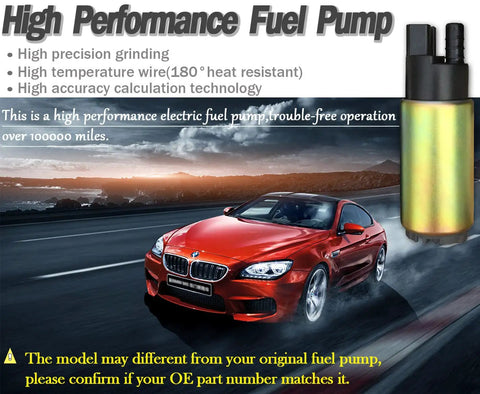 In Tank Electric Fuel Pump With Installation Kit For 12V Vehicles, 100 LPH At 43 PSI, 38mm Compact Design Image