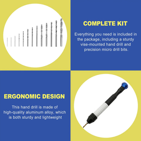 Top Notch Pen Style Pinvice And Micro Drill Bit Set, 26 Pc Hss Handheld Manual Kit, complete micro drill bit kit and ergonomic hand drill.