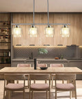 Crystal Pendant Lighting For Kitchen Island, 4 Light Dining Room Fixture With Clear Glass Shades, Elegant K9 Crystal Chandelier