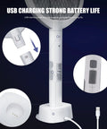 USB charging feature of 2-In-1 Handheld Electric Fly Swatter Zapper With 3000V High Voltage, highlighting buttons and port.