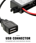 Close-up of 12V To 5V USB Buck Converter Module For Cars, 3A Regulator Power Adapter With USB Output