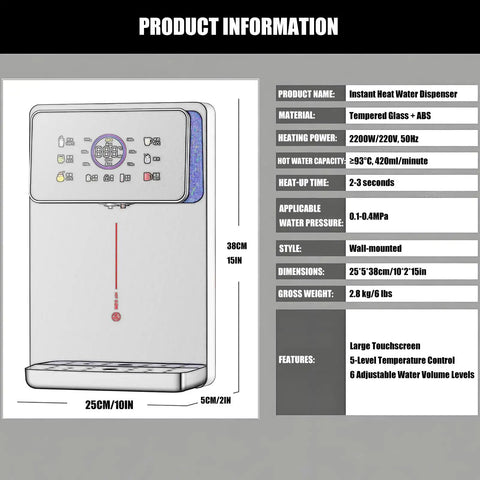 Hot And Cold Wall Mounted Water Dispenser With Rapid Heating And Safety Lock For Home Kitchen And Office Quiet Sleek Water Cooler