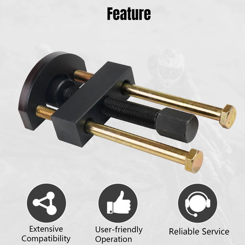 GSTP transmission mainshaft inner bearing race installer puller for Harley Big Twin; black tool with two gold bolts