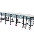 Workhorse 24 Inch Powered Flexible Roller Conveyor Built Rock Solid For Friction Free Package Transport And Lightning Fast Warehouse Loading Zones With Quick Length Tweaks with metal rollers and adjustable length
