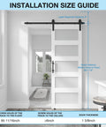 Five Panel Sliding Glass Barn Door Kit With Five Foot Hardware, Waterproof MDF And Frosted Glass Installed in Interior