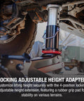2 Ton Off Road Jack With 28.4 Inches Lift Height, Rapid Rise Mechanism, Locking Adjustable Height Adapter under vehicle