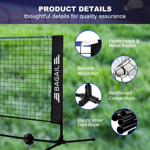 Super Tough All In One Adjustable Badminton Net Up To Five Point One Feet Tall Ideal For Kids Volleyball And Pickleball, nylon net detail
