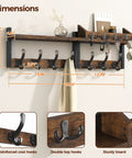 29 Inch Wall Mounted Coat Rack With Shelf And 11 Metal Hooks 4 In 1 Entryway Organizer For Coats Keys Bags Hats Mail Rustic Brown