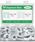 64 Piece Auto Body Fender Alignment Shim Kit with Slotted Shims in One Sixteenth and One Eighth Inch Thickness, open case view
