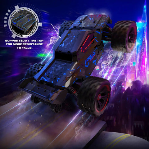 Beast Speed 60KPH 1:14 Scale RC Truggy 4x4 off-road remote control truck performing a jump, showcasing off-road capability.