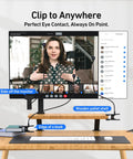 Total Game Changer 4K Center Screen Webcam with Punchy Mic mounted on monitor for video calls, ensuring perfect eye contact.