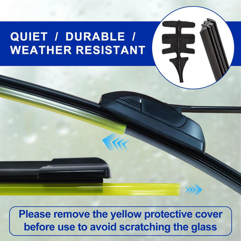 Premium 26 And 16 Inch Front Windshield Wiper Blades 2 Pack showing durable rubber and installation detail for Toyota vehicles.