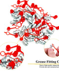 Grease Fitting Assortment Kit 5/16-24 In Straight 45 Degree And 90 Degree Zerk Fittings With Caps Galvanized Steel