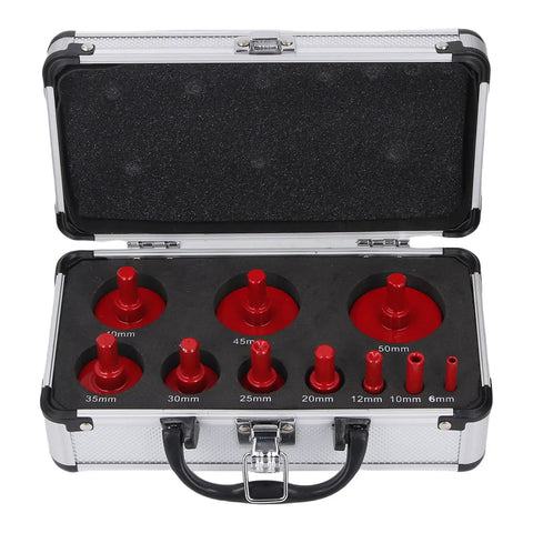 Ultimate Sonew 10 Piece Hole Saw Tile Drill Bits Kit For Ceramic Marble Glass Coring With Hard Synthetic Coating And Heavy Duty Steel Shank For Tough Jobs 6mm-50mm in case