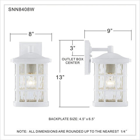 Dimensions of Stonington Outdoor Wall Lantern 13 Inch 1 Light Matte White Vintage Sconce With Old School Cottage Vibe And Clear Water Glass.