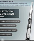 Heavy Duty Drawer Slides 53mm With Ball Bearings For Smooth Quiet Operation 120kg Load Detachable No Lock Rails 1 Pair