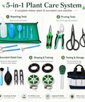 25 Piece Succulent And Bonsai Tools Set For Beginners Indoor Plant Care Kit With Repotting Mat Organizer Tote Soil Moisture Meter Pruning Shears Mini Garden Tools A Must Have Gift For Women And Men, 5-in-1 set layout