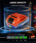 Large capacity dual 2000mAh 21V battery for Compact 6 In Cordless Chainsaw Packs Serious Brushless Punch for tree trimming.